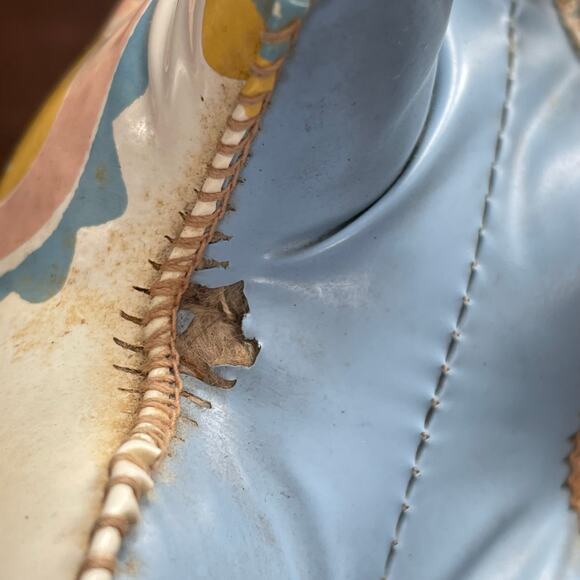 Vintage Oil Cloth Bunny Rabbit MCM Vinyl Carnival Prize Stuffed Toy 1950s Pastel - Picture 7 of 12